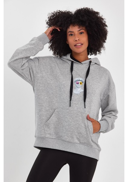 Baskılı Kapüşonlu Comfort Fit Sweatshirt (E22-757A-04)