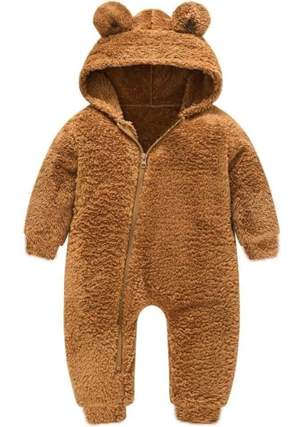 Kahverengi Erkek Kız Bebek ve Çocuk Pofuduk Tulum