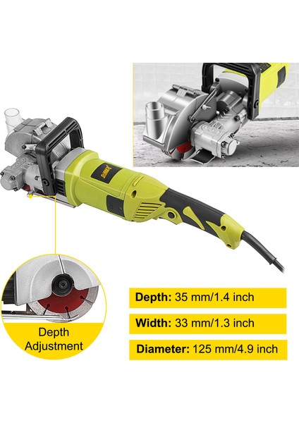 Titanyum-X Seri Duvar Oluk Açma Makinesi Kanal Açma Kesme Makinesi 5 Bıçaklı 40 MM 3500 Watt 4.5kg modelleri