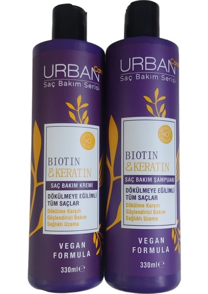 Urban Saç Bakım Serisi Set Biotin & Keratin Şampuan 330 ml + Saç Kremi 300 ml