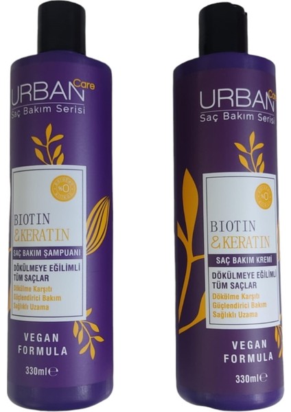 Urban Saç Bakım Serisi Set Biotin & Keratin Şampuan 330 ml + Saç Kremi 300 ml