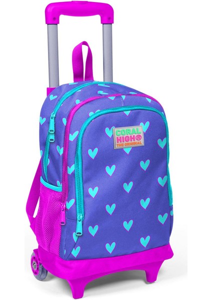 Kids Lavanta Pembe Kalp Desenli Çekçekli 3’lü Okul Çanta Seti SET0123906 fiyatları