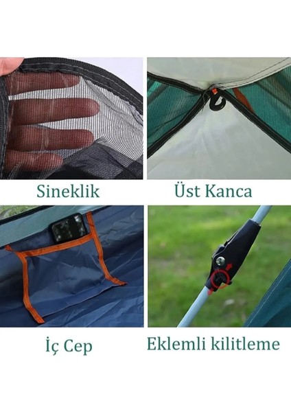 4 Kişilik Tam Otamatik Tenteli Kamp Çadırı Portatif Anti-Uv Su Geçirmez Outdoor Plaj Piknik Çadır
