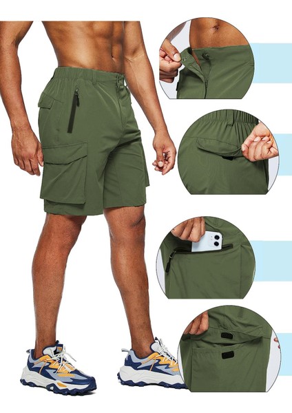 Erkek Kamp Yürüyüş Seyahat Hızlı Kuruma Çok Cepli Outdoor Şort