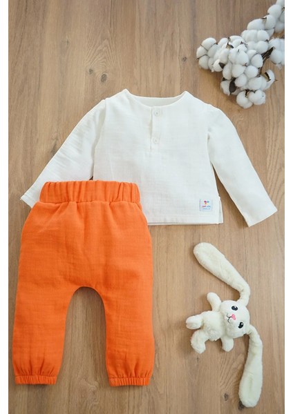 Erkek Bebek ve Çocuk Uzun Kollu Müslin Kumaştakım