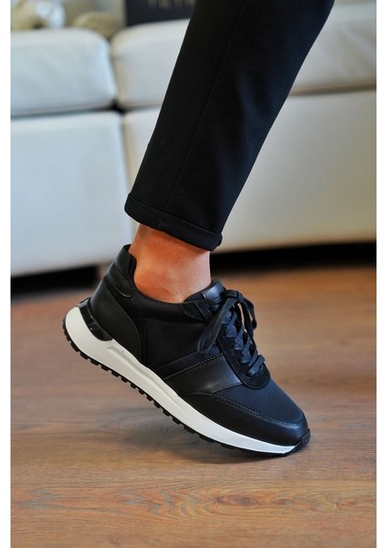 Parmenion Model Hakiki Deri Erkek Siyah Sneaker