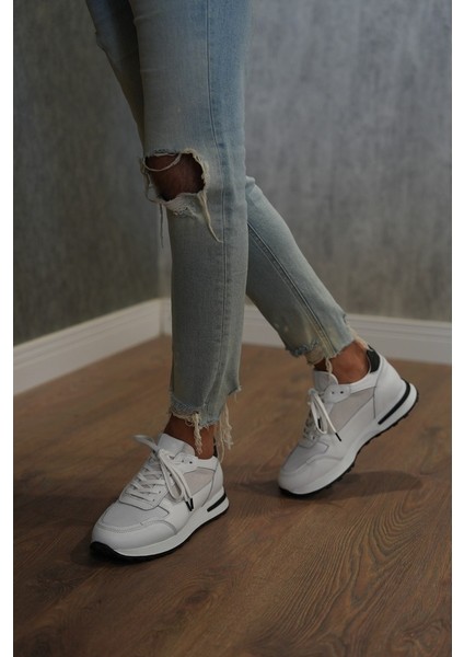 Albus Model Erkek Hakiki Deri Beyaz Sneaker