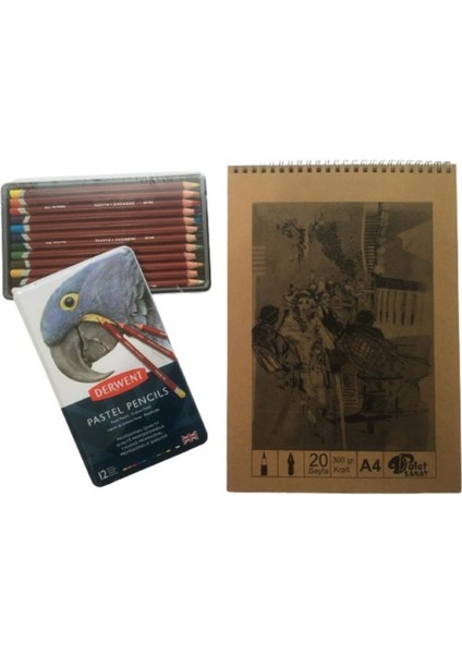 Pastel Kalem 12LI+300 gr A4 Kraft Defter