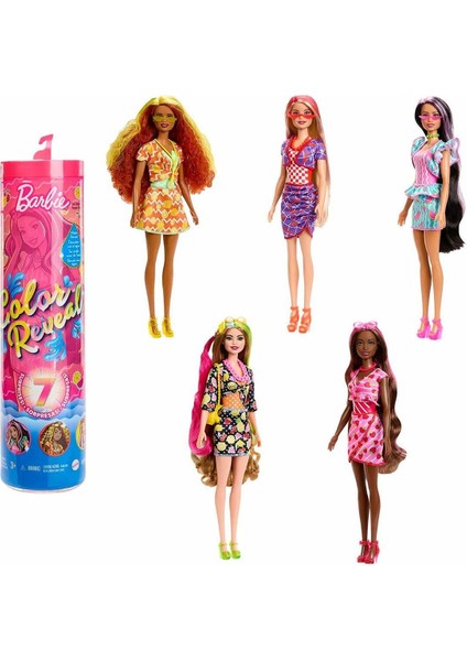 HJX49 Barbie Cutie Reveal - Renk Değiştiren Sürpriz Barbie Meyve Deseni Elbiseli