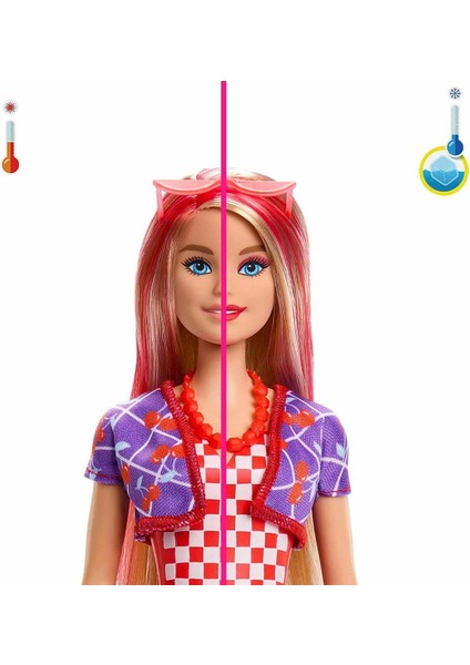 HJX49 Barbie Cutie Reveal - Renk Değiştiren Sürpriz Barbie Meyve Deseni Elbiseli indirimleri
