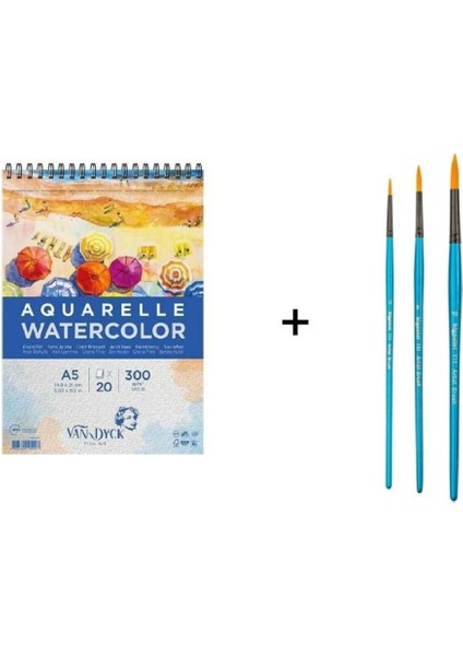 111 Serisi Sulu Boya Fırça Seti ve Van Dyck Defter A5 300GR