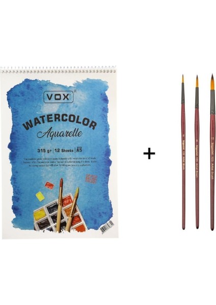 123 Serisi Sulu Boya Fırça Seti ve Vox Defter A5 315GR