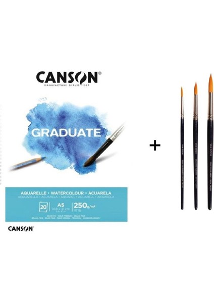 Vangogh 191 Sulu Boya Fırça Seti ve Canson Graduate Defter A5 250GR
