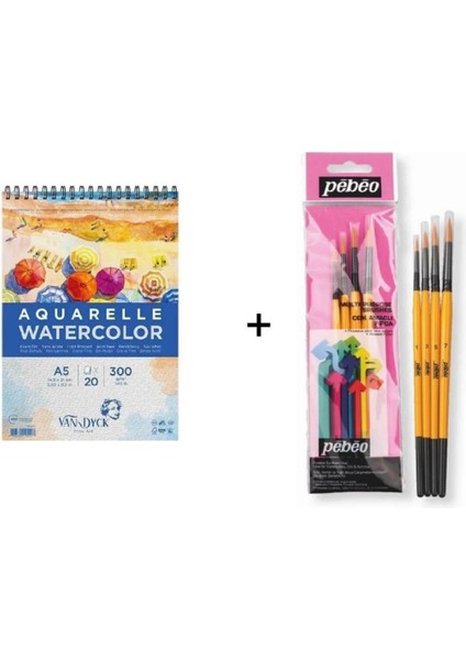 Suluboya Fırça Seti:1 - 4'lü ve Van Dyck Defter A5 300GR