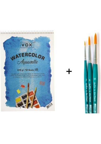 Set-5 Suluboya Fırça Seti ve Vox Defter A5 315GR