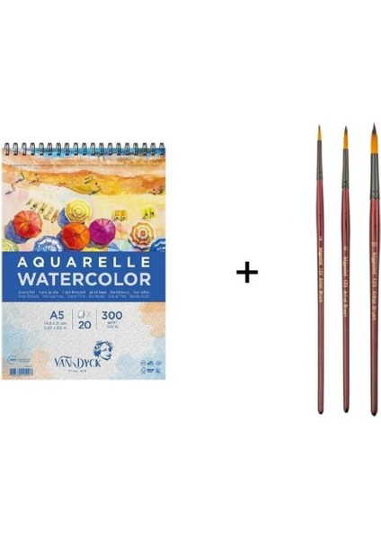 123 Serisi Sulu Boya Fırça Seti ve Van Dyck Defter A5 300GR