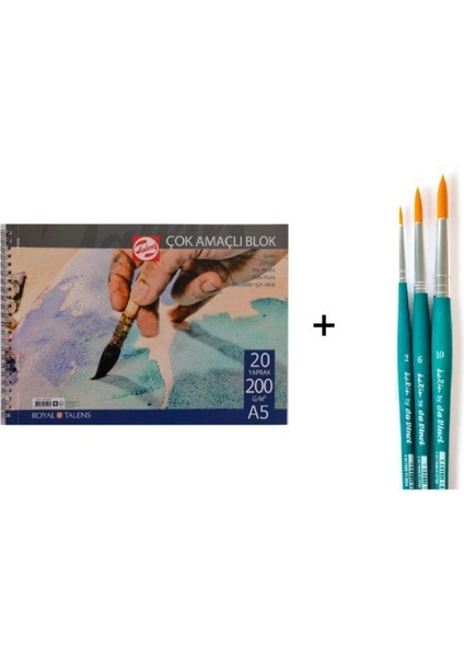 Set-5 Suluboya Fırça Seti ve Talens Defter A5 200GR