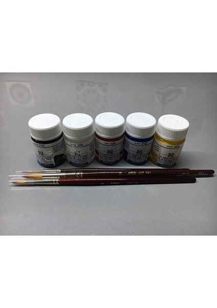 Guaj Boya 5 Li Set NO:334-512-200-100-737 ve Pebeo Fırça Seri 123 No: 2-4-8