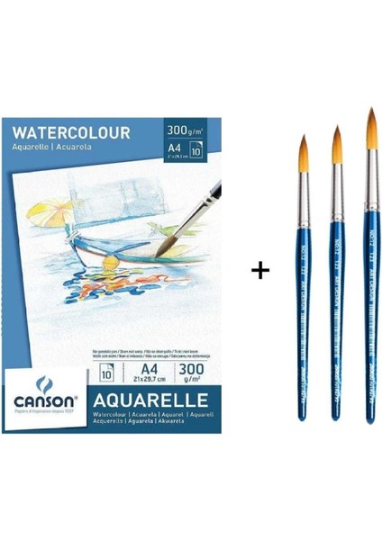 Art Design 123 Suluboya Fırça Seti ve Canson Aquarelle Defter A4 300GR