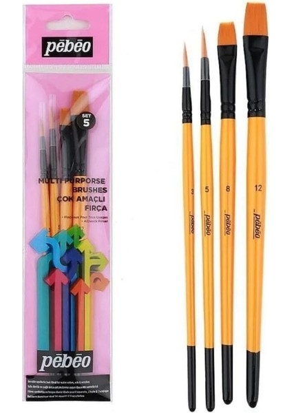 Setacolor Opak Kumaş Boyası Seti Ana Renkler 6 x 45ML + Pebeo Fırça Seti 4'lü (5)