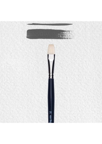210 Serisi Beyaz Kıl Yağlı & Akrilik Boya Düz Kesik Fırça No: 14