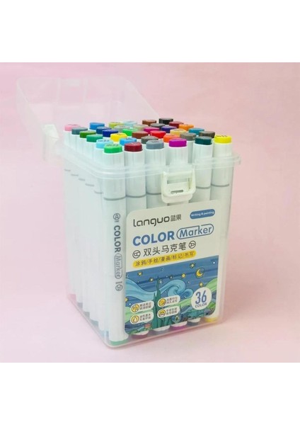 Color Çift Taraflı Plastik Kutlu Marker Seti 36'lı