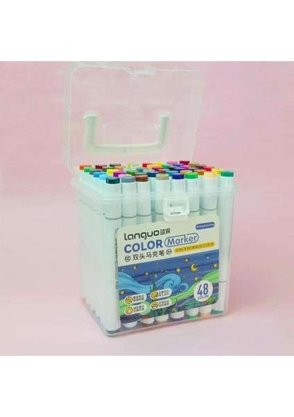Color Çift Taraflı Plastik Kutlu Marker Seti 48'li