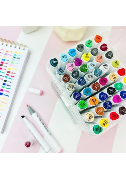 Color Çift Taraflı Plastik Kutlu Marker Seti 48'li