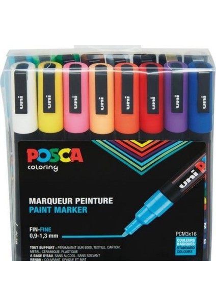 Posca Marker Kalem Pc-3m (0.9-1.3mm) 16'lı Set