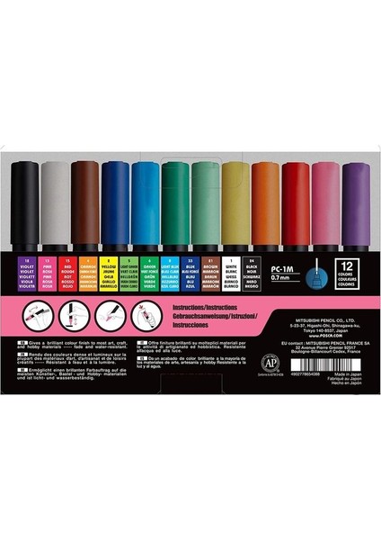 Posca Pc-1m 0.7 Mm. Boyama Markörü Seti 12 Renk