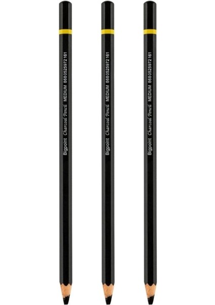 Charcoal Pencil Kömür Kalemi (7.2mm x 175MM) 3'lü Medium Set