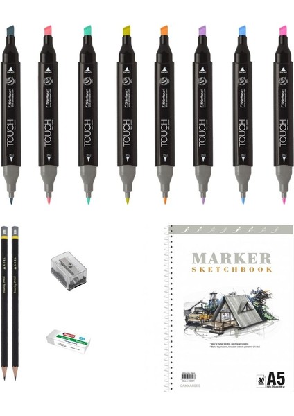 Touch Twin Marker Pen : Çift Uçlu Marker Kalemi Çizim Seti 3