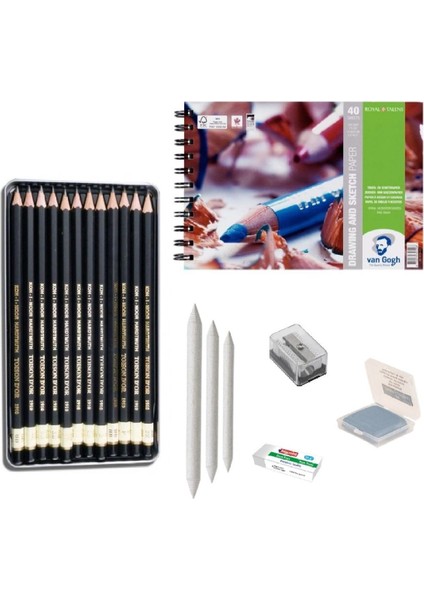 Koh-I Noor Eskiz Başlangıç Seti 1 + Dereceli Kalem + A5 Defter + Dağıtıcı Set + Silgi + Açacak + Hamur Silgi