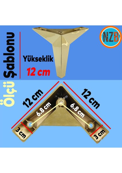 Mobilya Kanepe Sehpa Tv Ünitesi Koltuk Ayağı 12 cm Altın Gold Baza Ayak
