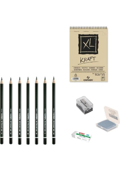 Eskiz Başlangıç Seti 5 + Dereceli Kalem + A5 Defter + Dağıtıcı Set + Silgi + Açacak + Hamur Silgi