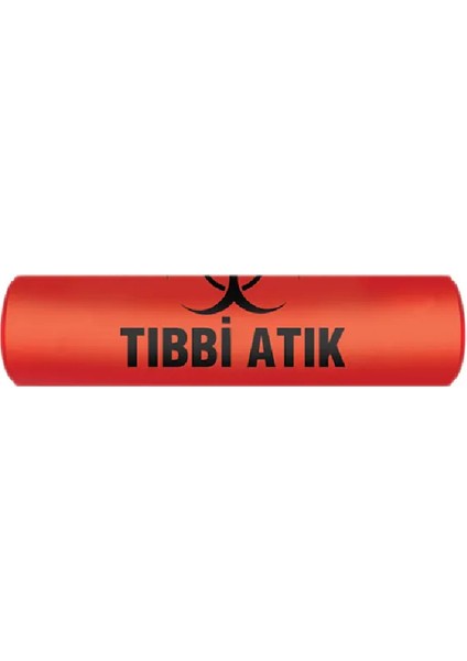 Tıbbi Atık Torbası Jumbo Boy 80 x 110 cm 700 gr 10 Lu Rulo x 5 Paket=50 Adet (Kırmızı-Siyah Baskılı)