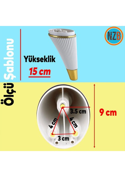Mobilya Kanepe Sehpa Tv Ünitesi Koltuk Ayağı 15 cm Krem Gold Baza Ayak