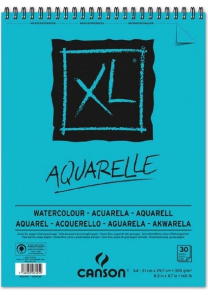Xl Aquarelle Cold Pressed 300GR Spiralli Sulu Boya Blok 30 Sayfa A4 (21X29.7CM)