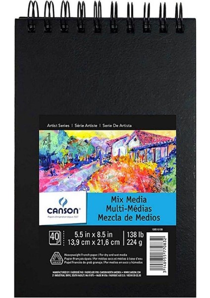 Mix Media Art Book 224GR Çok Amaçlı Spiralli Resim Defteri 40 Sayfa 13,9X21.6CM (Sert Kapak)