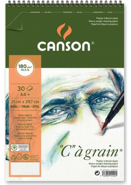 Ca Grain Spiral Pad 180GR Doğal Beyaz Spiralli Çizim Blok 30 Sayfa A4 (21X29.7CM)