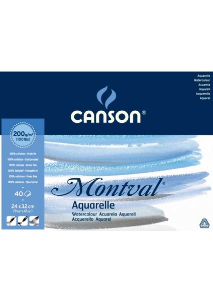 Montval Aquarelle Cold Pressed 200GR Sulu Boya Blok 40 Sayfa 24X32CM