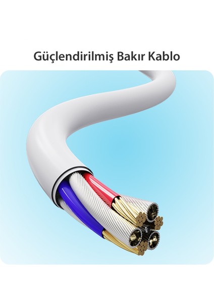 Priz Power Strip 8in1 3 Adet USB 1 Adet Type-C ve 4 Adet Priz Dönüştürücü 2m - Beyaz