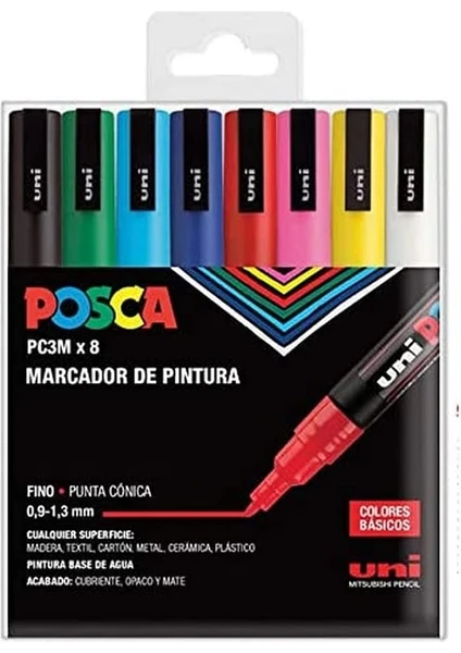 Posca Marker Kalem Pc-3m (0.9-1.3mm) 8'li Basic Set