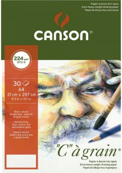 Ca Grain Pad 224GR Doğal Beyaz Çizim Blok 30 Sayfa A4 (21X29.7CM)