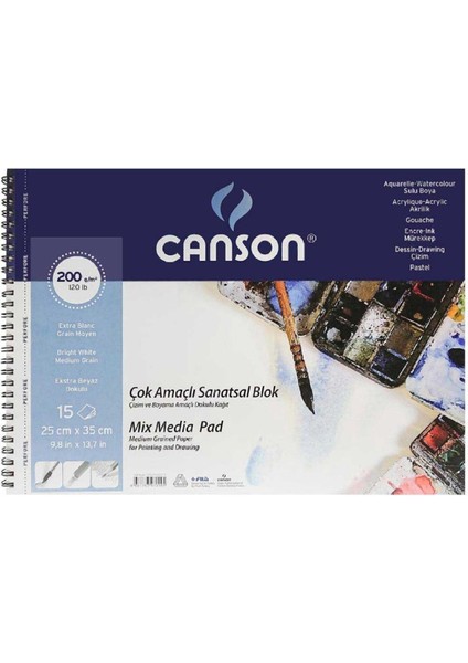 Multi Purpose Art Pad Medium Grain 200GR Çok Amaçlı Resim Defteri 15 Sayfa 25X35CM