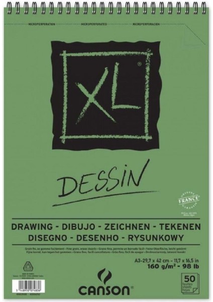 Xl Dessin Drawing Spiral Pad 160GR Spiralli Çizim Blok 50 Sayfa A3 (29.7X42CM)