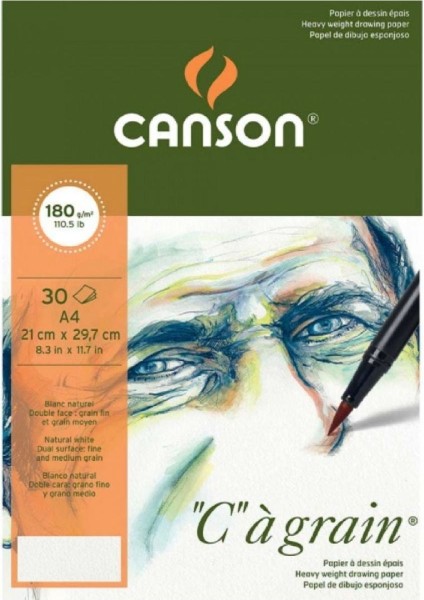Ca Grain Pad 180GR Doğal Beyaz Çizim Blok 30 Sayfa A4 (21X29.7CM)