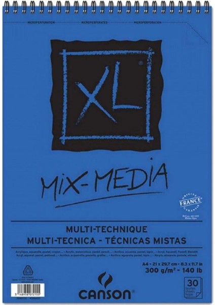 Xl Mix Media 300GR Orta Dokulu Çok Amaçlı Spiralli Resim Blok 30 Sayfa A4 (21X29.7