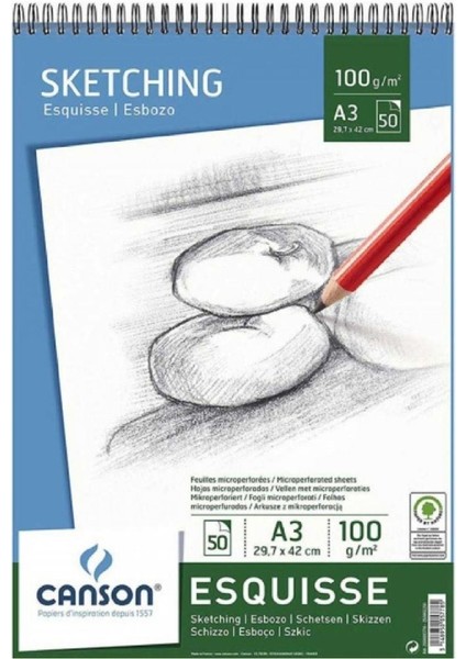Leisure Esquisse 100GR Spiralli Eskiz Blok 70 Sayfa A3 (29,7X42CM)
