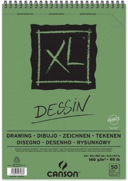 Xl Dessin Drawing Spiral Pad 160GR Spiralli Çizim Blok 50 Sayfa A4 (21X29.7CM)